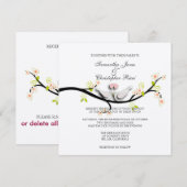 PixDezines ラブドーブ/手作り背景色 招待状 (正面/裏面)