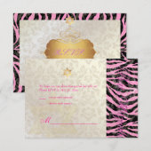 PixDezines ラージ RSVP ゼブラ/ダマスク バット・ミツバ【結婚式】 (正面/裏面)