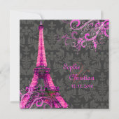 PixDezines ラ・トゥール・エッフェル/ピンク/DIY カラー 招待状 (正面)