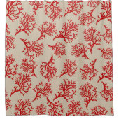 PixDezines レッドコーラル / DIY 背景タン シャワーカーテン (正面)