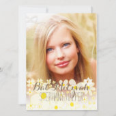 PixDezines レトロなデイジー写真/バット・ミッツヴァー 招待状 (正面)