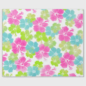 PixDezines レトロなハイビスカス ラッピングペーパー (フラット)