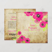 PixDezines レトロなポピー 結婚式の招待状 招待状 (正面/裏面)