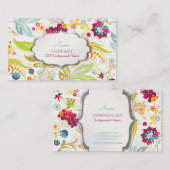 PixDezines レトロ フラワーディザイン/DIY 背景色 名刺 (正面/裏面)