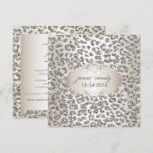 PixDezines レパード柄/偽のグリッター 招待状 (正面/裏面)