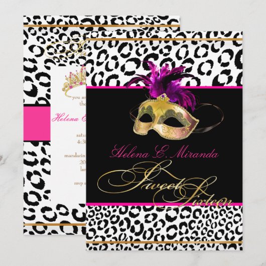 PixDezines レパード スイート16 マスカレード/DIY カラー!! 招待状 (正面/裏面)