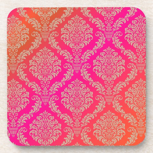 PixDezines ロゼット ダマスク/DIY 背景色 コースター (正面)