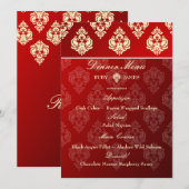 PixDezines ロッセリーニ ダマスク, アイボリー + レッド ベルベット メニュー (正面/裏面)