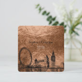 PixDezines ロンドン アーバン/偽銅の背景 招待状 (スタンド正面)