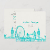 PixDezines ロンドン/DIY 背景色 招待状 (正面/裏面)