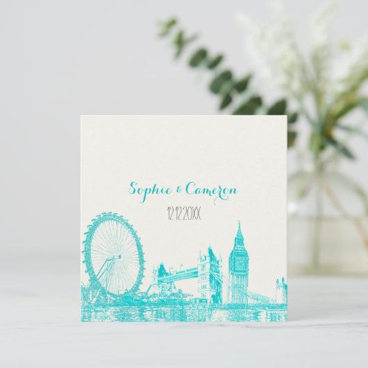 PixDezines ロンドン/DIY 背景色 招待状 (スタンド正面)