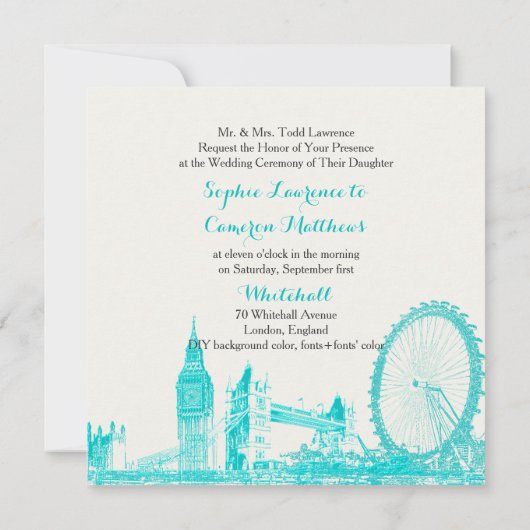 PixDezines ロンドン/DIY 背景色 招待状 (裏面)