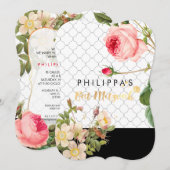 PixDezines ローズガーデン バット・ミッツヴァ / DIY 背景 招待状 (正面/裏面)