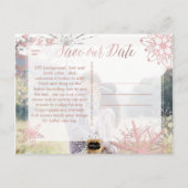 PixDezines ローズゴールドの雪の結晶/大理石/セーブデート 案内ポストカード (裏面)