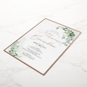 PixDezines ローズゴールド ユーカリ 初領聖体 箔招待状 (回転した状態)