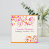 PixDezines ヴァイン スワールズ|コーラル+フューシャ|DIY カラー 招待状 (スタンド正面)