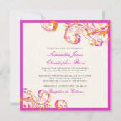 PixDezines ヴァイン スワールズ|コーラル+フューシャ|DIY カラー 招待状 (裏面)