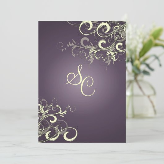 PixDezines ヴァニラ スワール / ダーク パープル / DIY 背景 招待状 (スタンド正面)