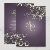 PixDezines ヴァニラ スワール / ダーク パープル / DIY 背景 招待状 (正面/裏面)