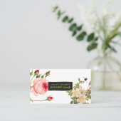 PixDezines ヴィンテージのバラ/イラスト/レドゥーテ 名刺 (スタンド正面)