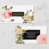 PixDezines ヴィンテージのバラ/イラスト/レドゥーテ 名刺 (正面/裏面)