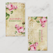 PixDezines ヴィンテージのバラ/偽の羊皮紙 名刺 (正面/裏面)