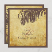 PixDezines ヴィンテージのパームの葉/擬似羊皮紙 招待状 (正面/裏面)