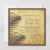 PixDezines ヴィンテージのパームの葉/擬似羊皮紙 招待状 (裏面)