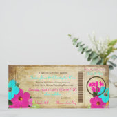 PixDezines ヴィンテージの搭乗券/ハイビスカス 招待状 (スタンド正面)