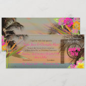 PixDezines ヴィンテージの搭乗券/孔雀の花 招待状 (正面/裏面)