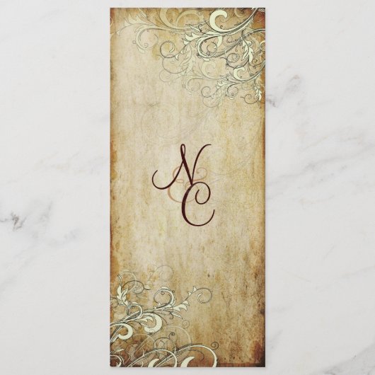 PixDezines ヴィンテージクリームの渦巻き結婚式プログラム プログラム (正面)