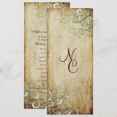 PixDezines ヴィンテージクリームの渦巻き結婚式プログラム プログラム (正面/裏面)