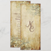 PixDezines ヴィンテージクリームの渦巻き結婚式プログラム プログラム (正面/裏面)