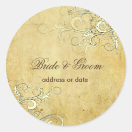 PixDezines ヴィンテージクリームの渦 ラウンドシール