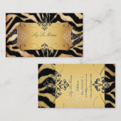 PixDezines ヴィンテージゼブラ/レースのダマスク 名刺 (正面/裏面)