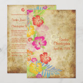 PixDezines ヴィンテージハワイアン ヒビスカス / DIY イベント 招待状 (正面/裏面)