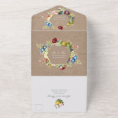 PixDezines ヴィンテージ植物クラフト背景 オールインワン招待状 (外側)