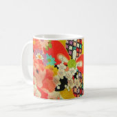 PixDezines ヴィンテージ縮緬着物 コーヒーマグカップ (正面左)
