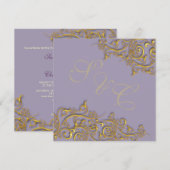 PixDezines ヴィンテージ風ゴールドの渦巻き 招待状 (正面/裏面)