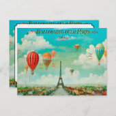 PixDezines ヴィンテージ風風船の浮かぶパリ ポストカード (正面/裏面)