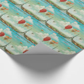 PixDezines ヴィンテージ風風船/エッフェル塔/パリ ラッピングペーパー (角)