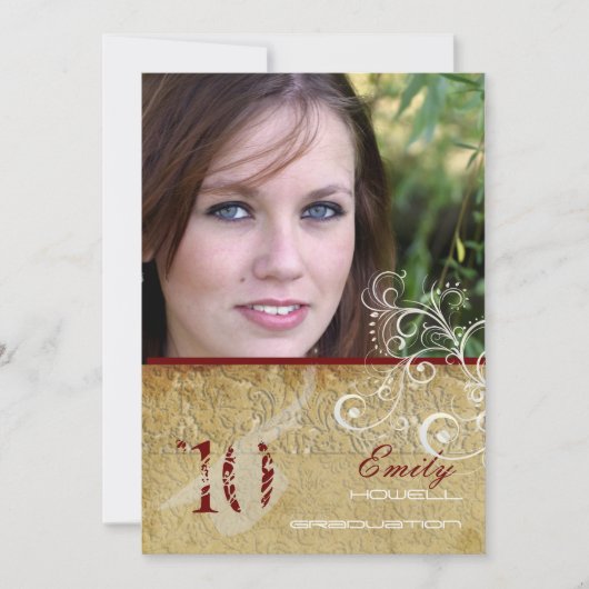 PixDezines ヴィンテージ/グランジ/スワール/ダマスク 招待状 (正面)