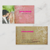 PixDezines ヴィンテージ グランジ ダマスク / ピンク 名刺 (正面/裏面)