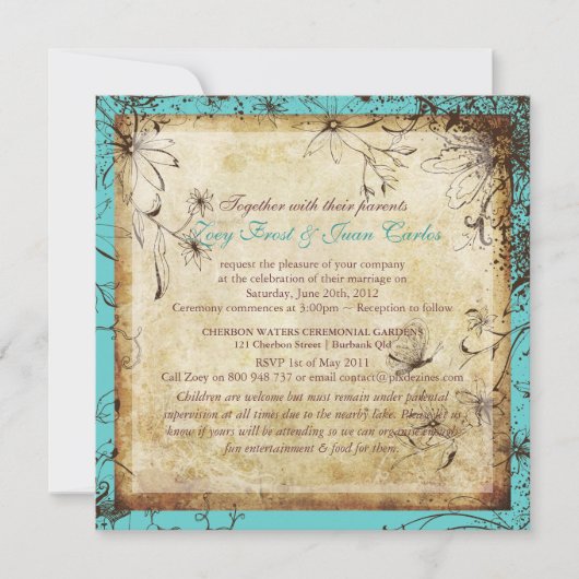 PixDezines ヴィンテージ シークレット ガーデン, 秋の結婚式 招待状 (正面)