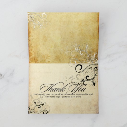 PixDezines ヴィンテージ スワール / 結婚式のお礼 サンキューカード (内部)