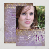 PixDezines ヴィンテージ ダマスク スワール / 2011 年卒業 招待状 (正面/裏面)