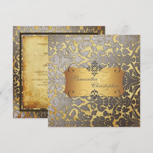 PixDezines ヴィンテージ ダマスク/DIY フォント.., 招待状 (正面/裏面)