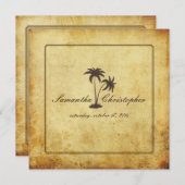 PixDezines ヴィンテージ ツイン パーム、バハマ スタイル 招待状 (正面/裏面)