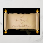 PixDezines ヴィンテージ トーラ スクロール バー ミッツヴァ 箔招待状 (裏面)