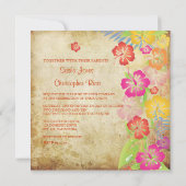 PixDezines ヴィンテージ ハイビスカス レイ/ルアウ 招待状 (裏面)